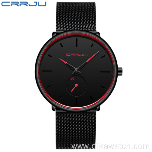 CRRJU Fashion Mens Watches Ultra Thin Quartz Watch Men 2020 New Casual Mesh Belt Waterproof Stylish Watches Relogio Masculino